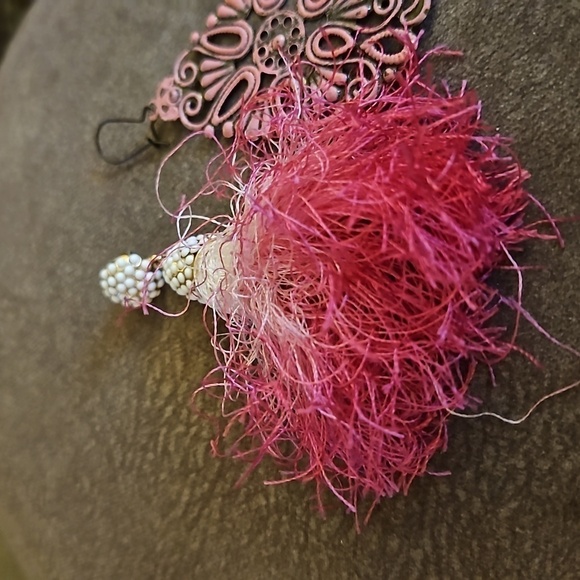 Mismatched Baublebar Fuzzy Tassel Filigree Rave Dangle Earrings - Picture 3 of 6